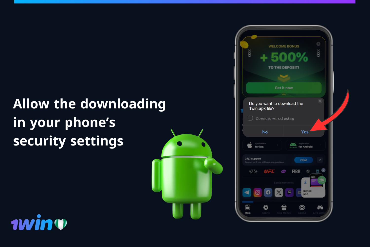 To download the app to an Android device, a user from Nigeria should allow the download in the pop-up window