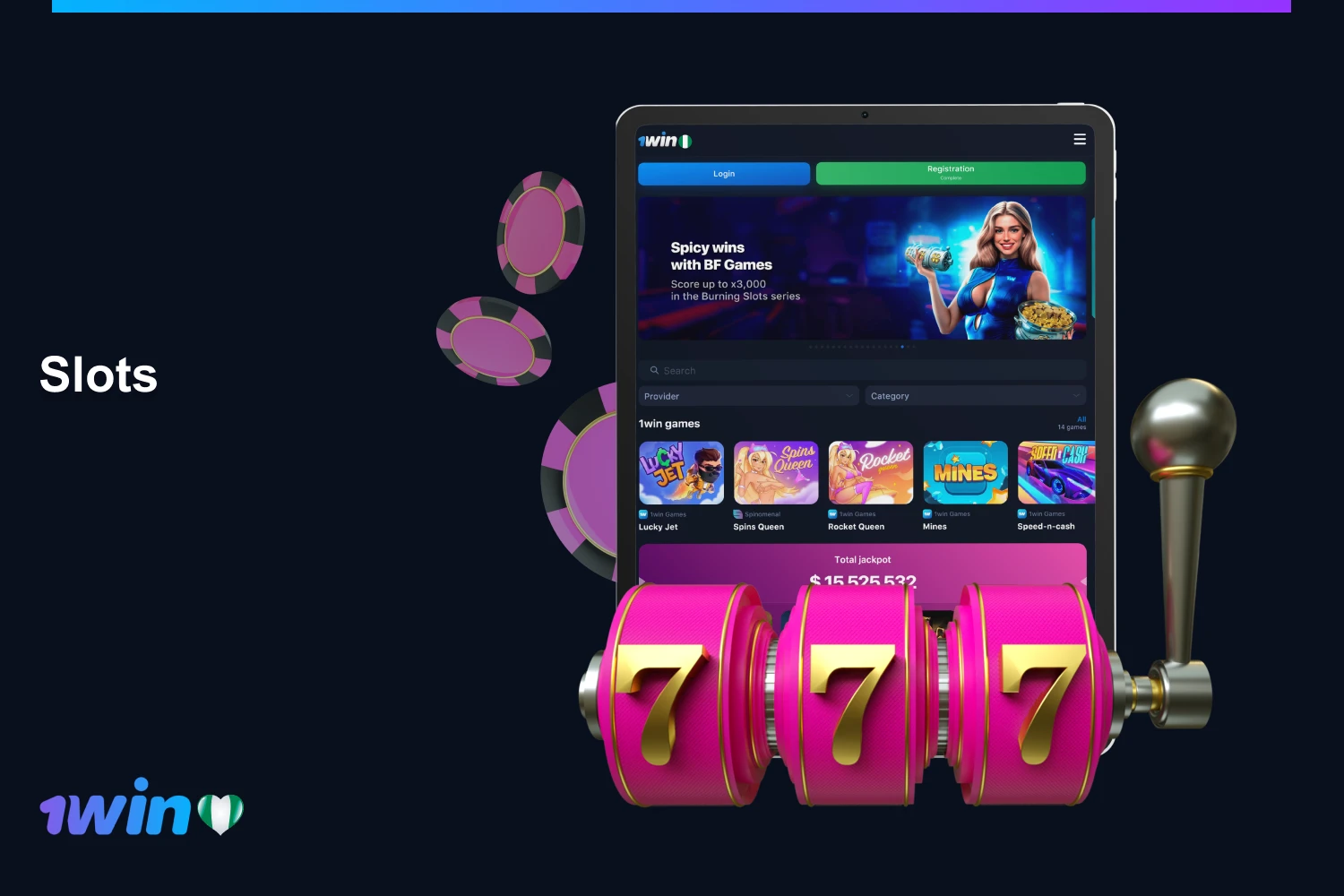 Players from Nigeria have access to 11,000+ slots with different themes, bonus levels and free spins at 1win Casino