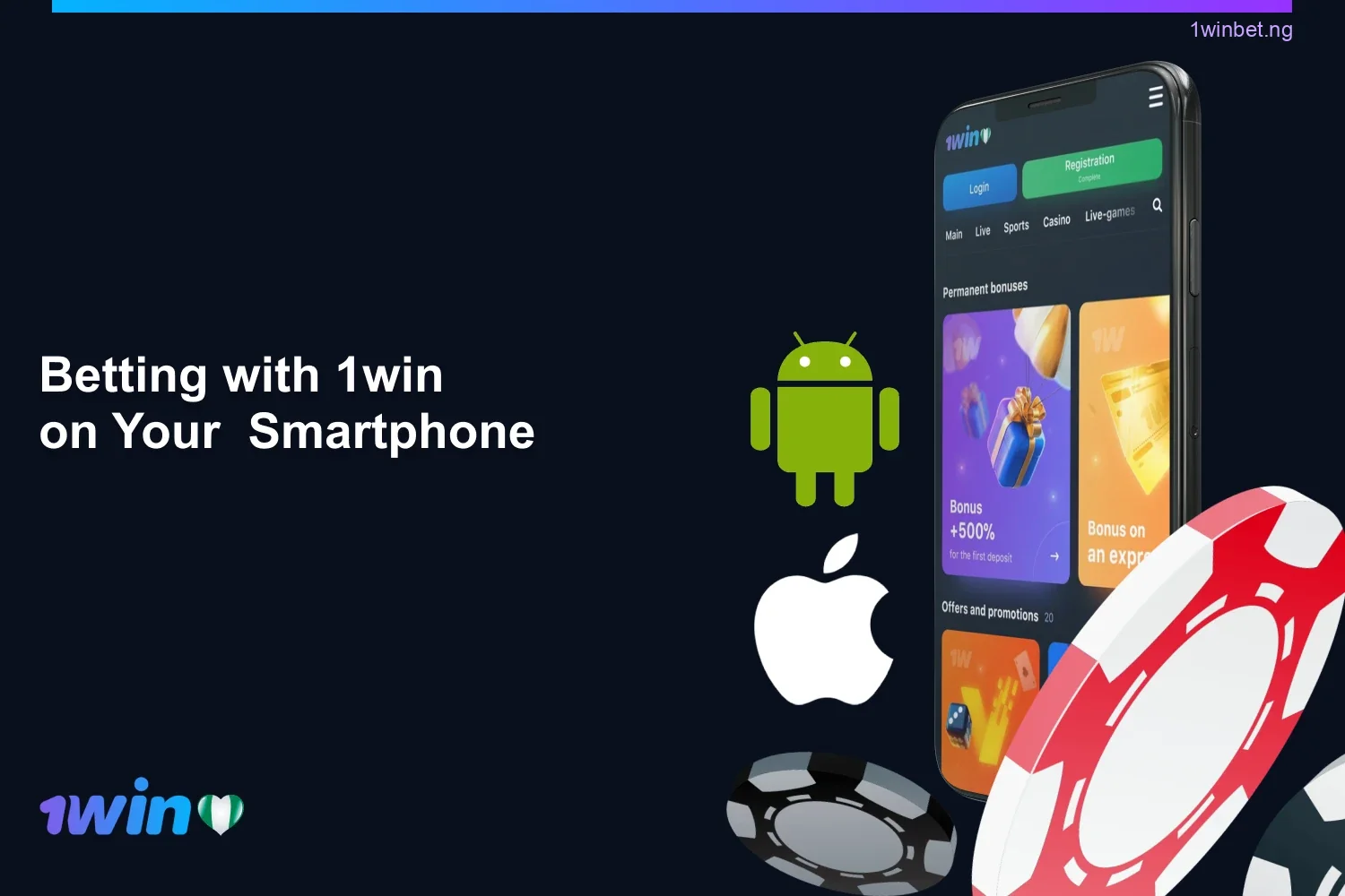 1win's mobile app allows Nigerians to bet on the go