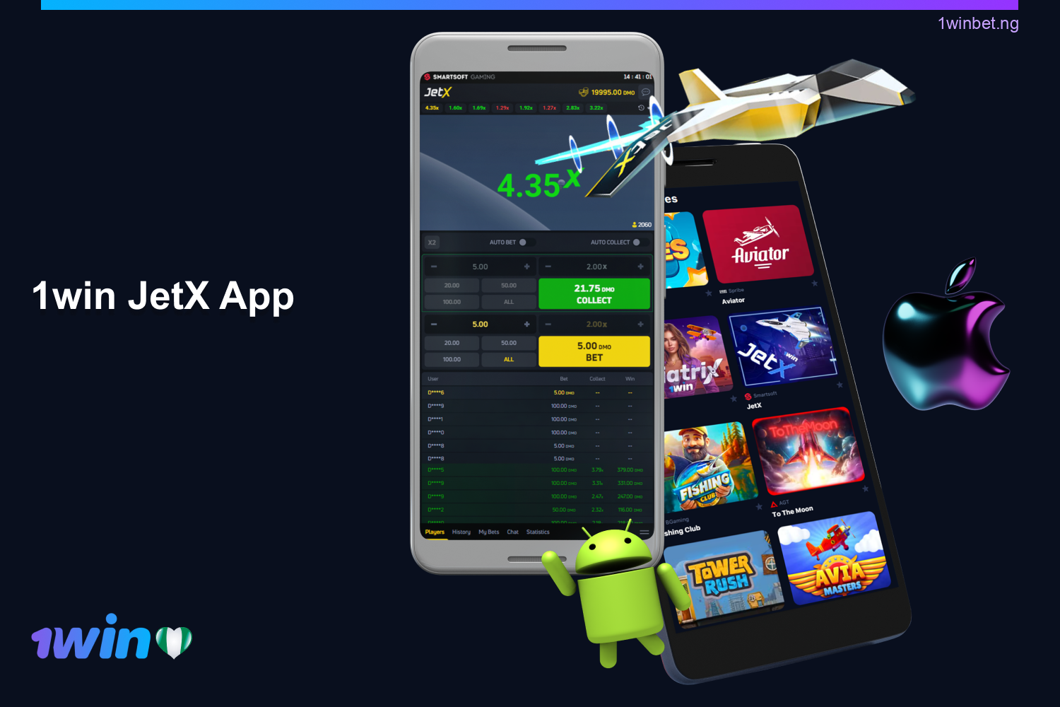 Nigerian players can play at 1win JetX through the mobile app