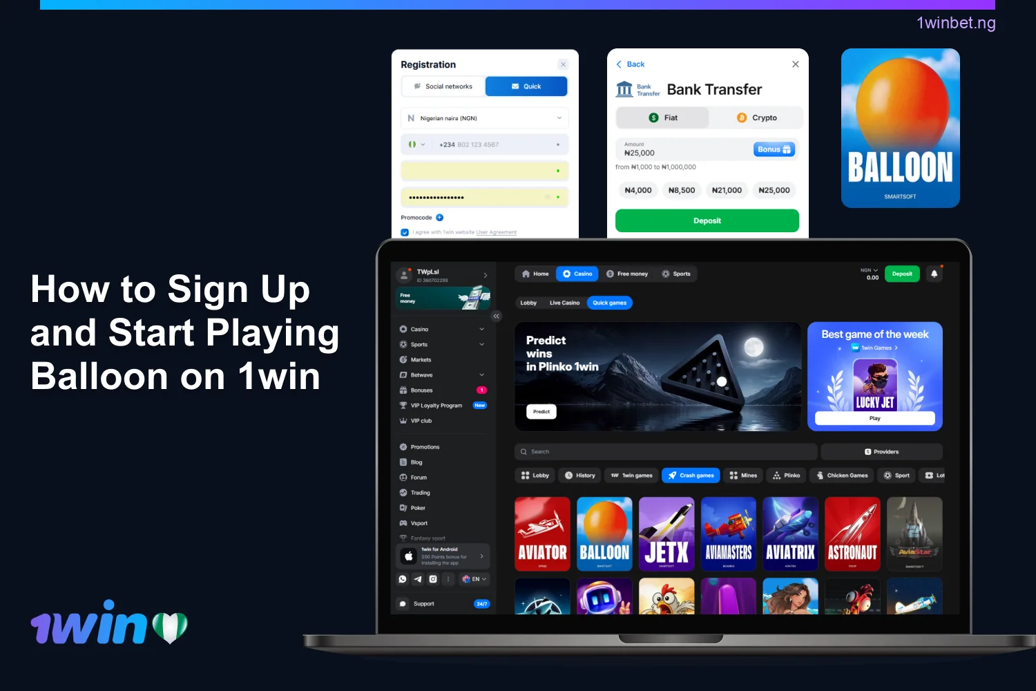 Step-by-step guide to getting started with 1win Balloon in Nigeria