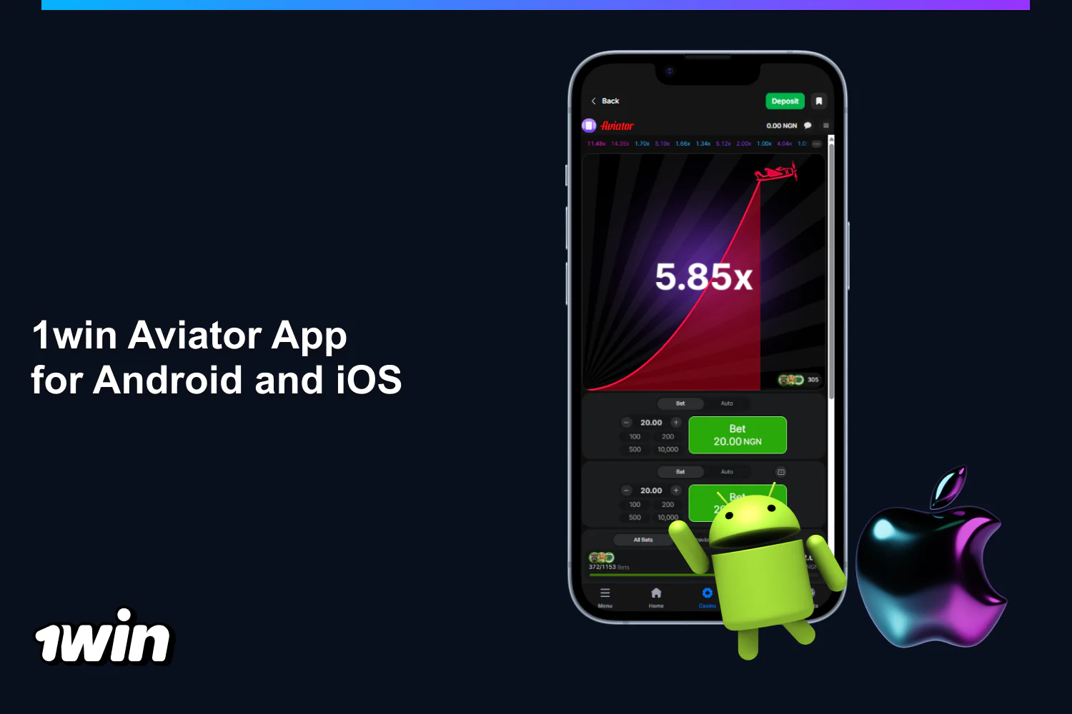 Nigerians can play Aviator on mobile via the 1win app
