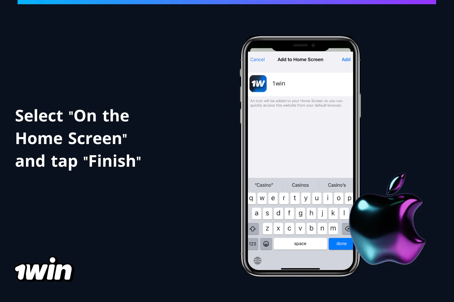 To download the application to iPhone, a user from Nigeria should select "On Home" and tap "Finish"