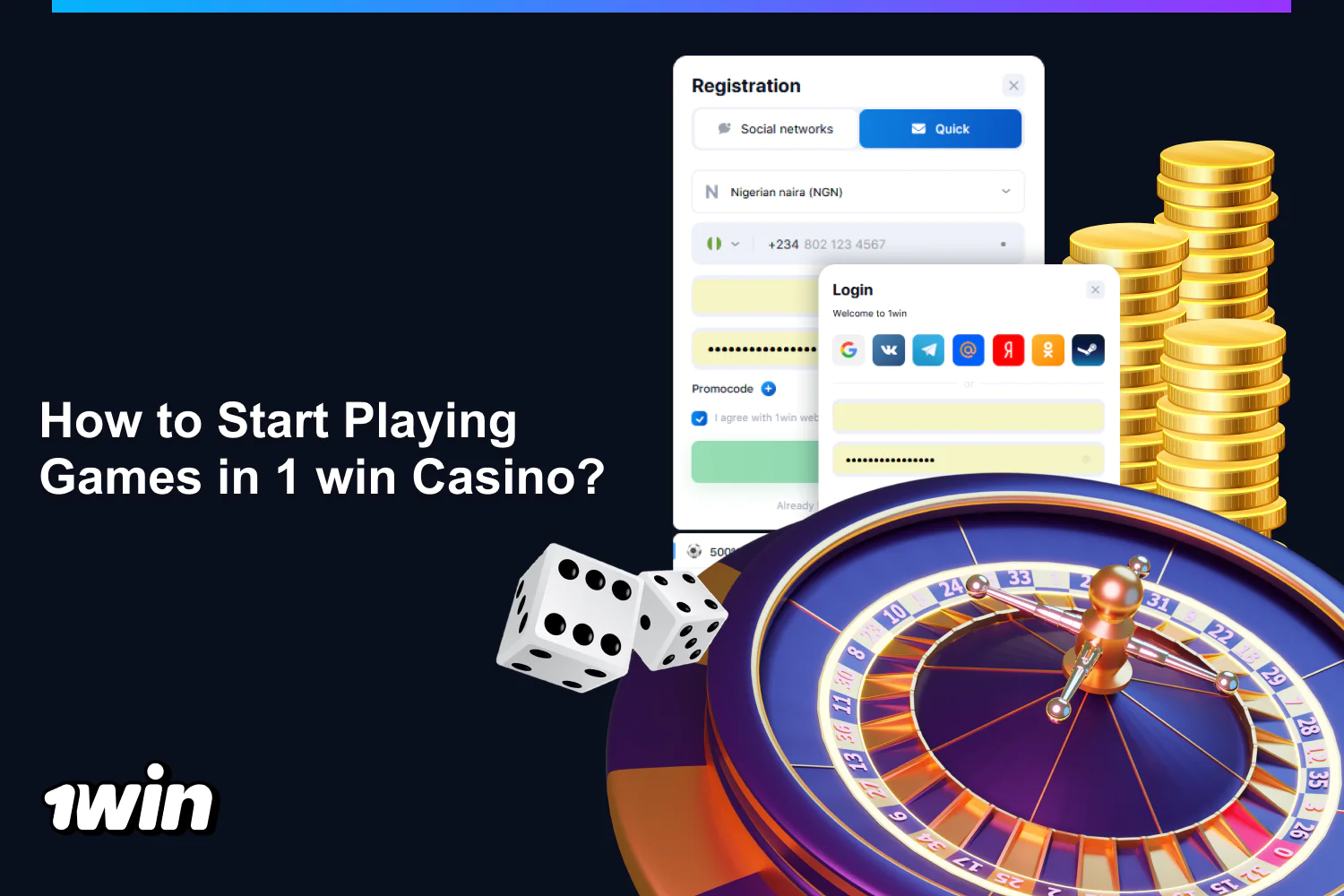 Nigerians can start playing 1win games for real money after registering and making a deposit