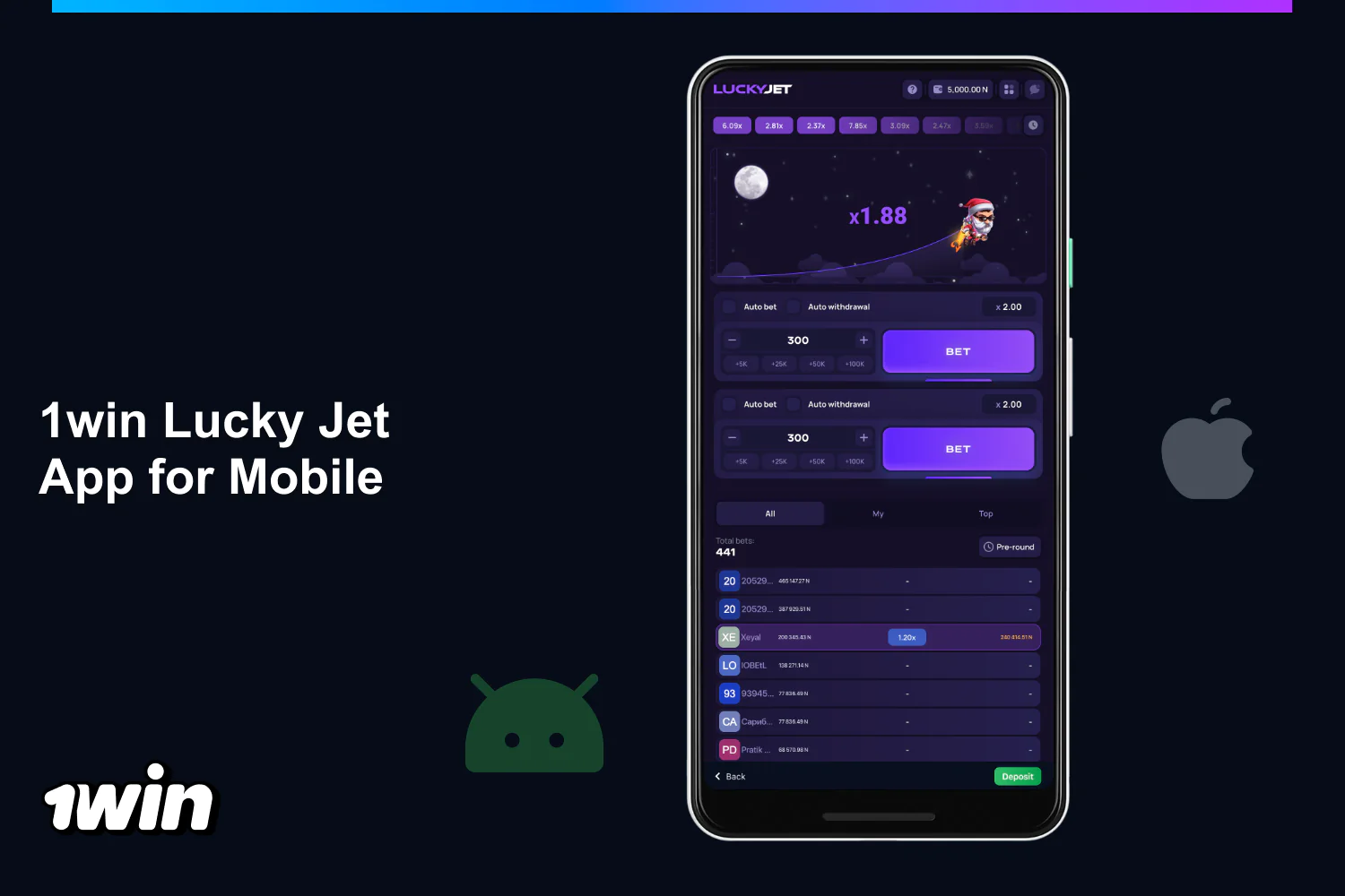 For players from Nigeria who want to play away from home, there is the option to download the 1win Lucky Jet mobile app