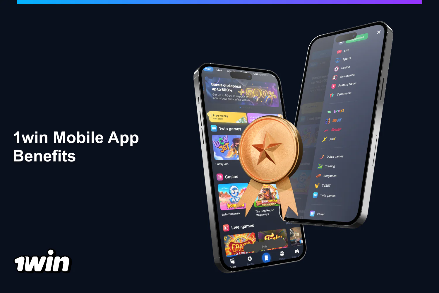 The 1win mobile app is identical to the desktop site, so Nigerians can watch live streaming here, spin slots and more