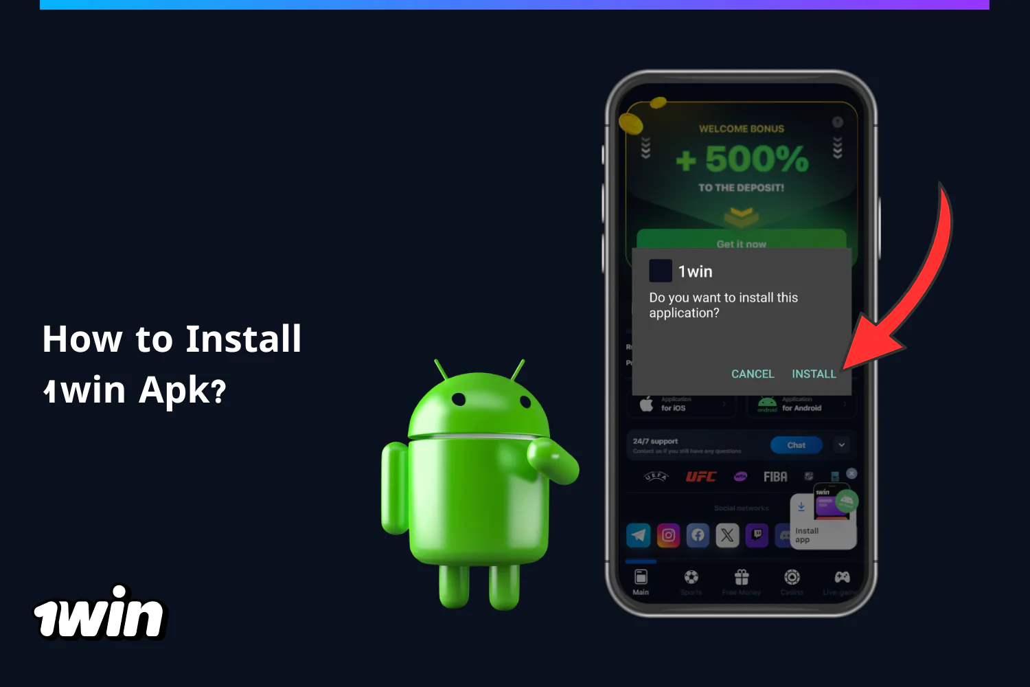 In order to install the 1win APK, users from Nigeria should locate the file in the Downloads section, click on Install, and then click on the icon to launch the program