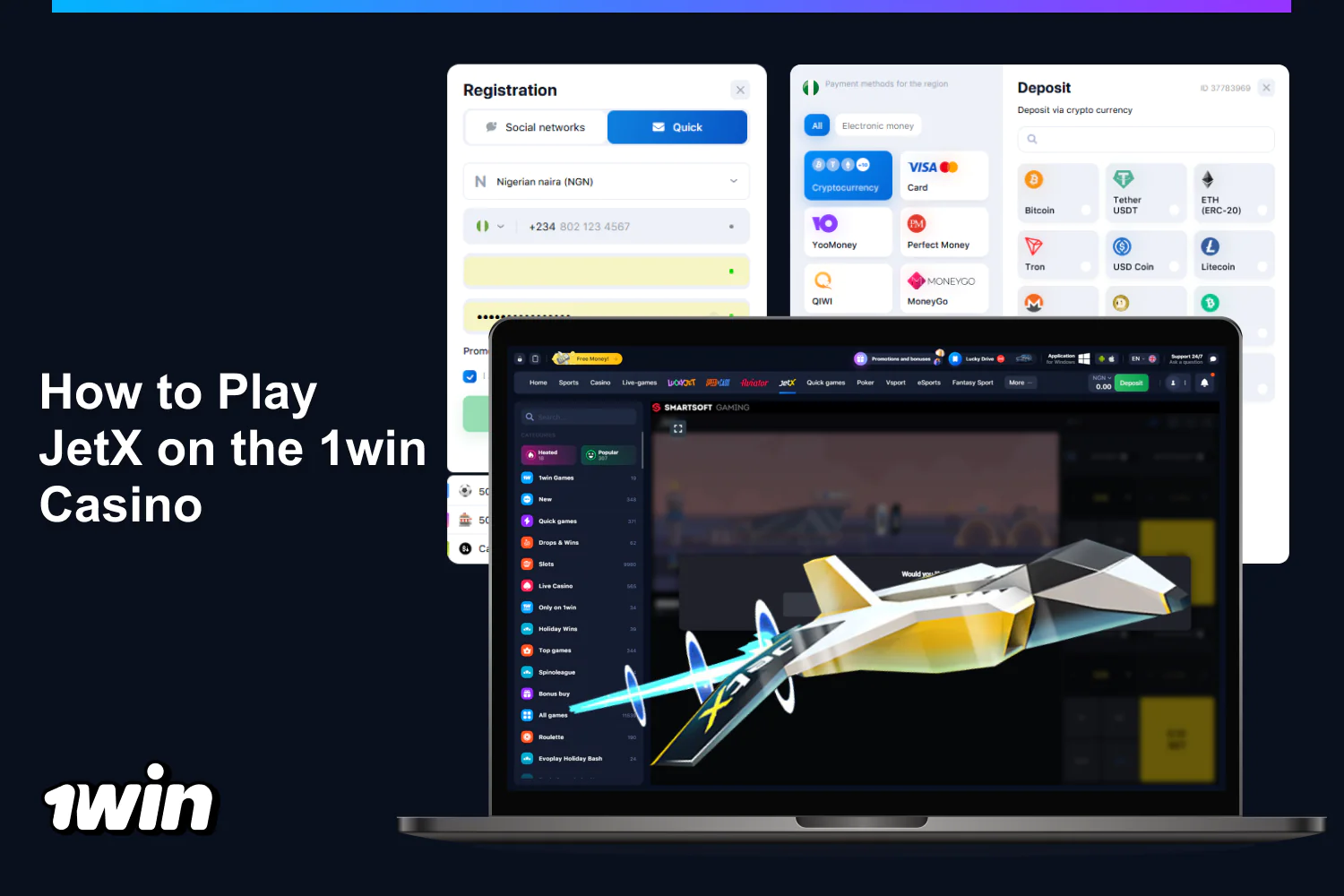Only registered users can play JetX for real money on the 1win website