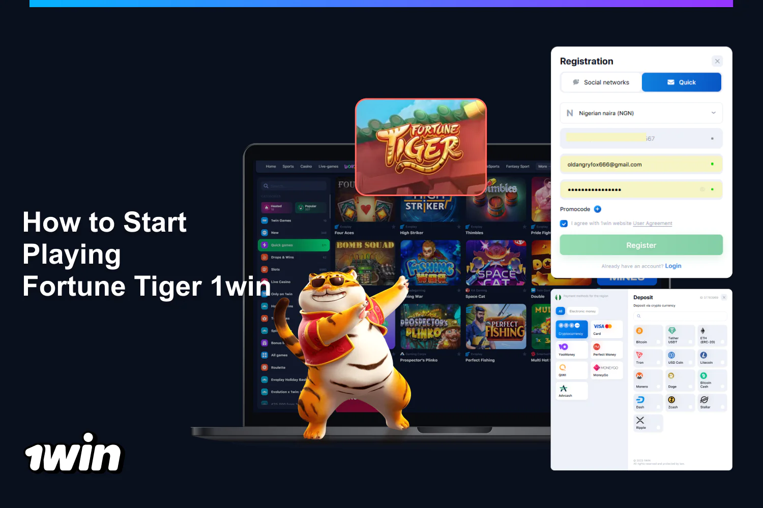 To play Fortune Tiger at 1win casino, players from Nigeria must create an account first