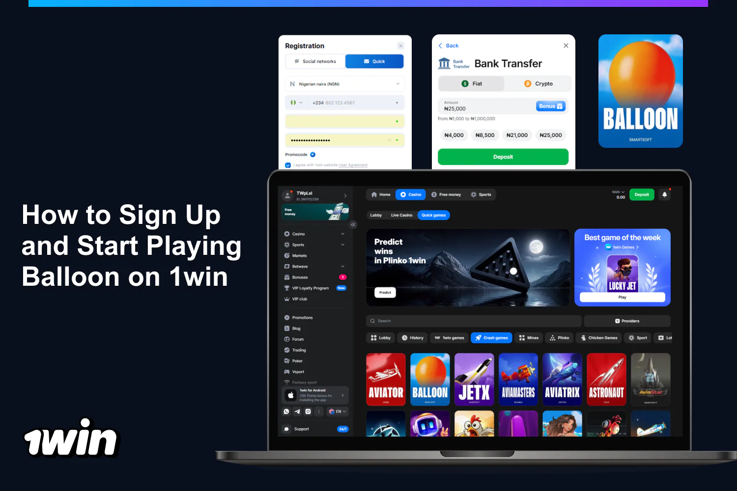 Step-by-step guide to getting started with 1win Balloon in Nigeria