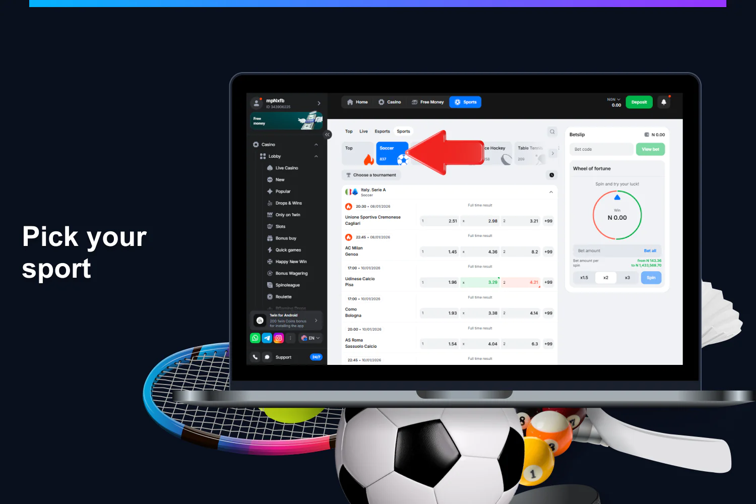 Decide on the type of bet you want to place on 1win